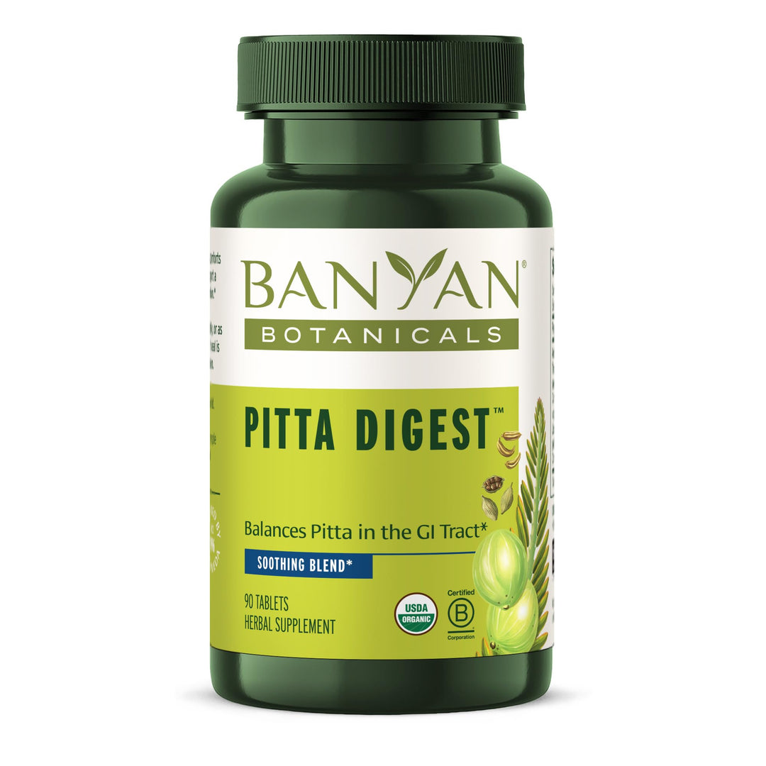 Banyan Botanicals Pitta Digest – Organic Digestive Supplement – Soothing & Calming Digestion Aid to Support a Comfortable Post-Meal Experience* – 90 Tablets – Non GMO Sustainably Sourced Vegan