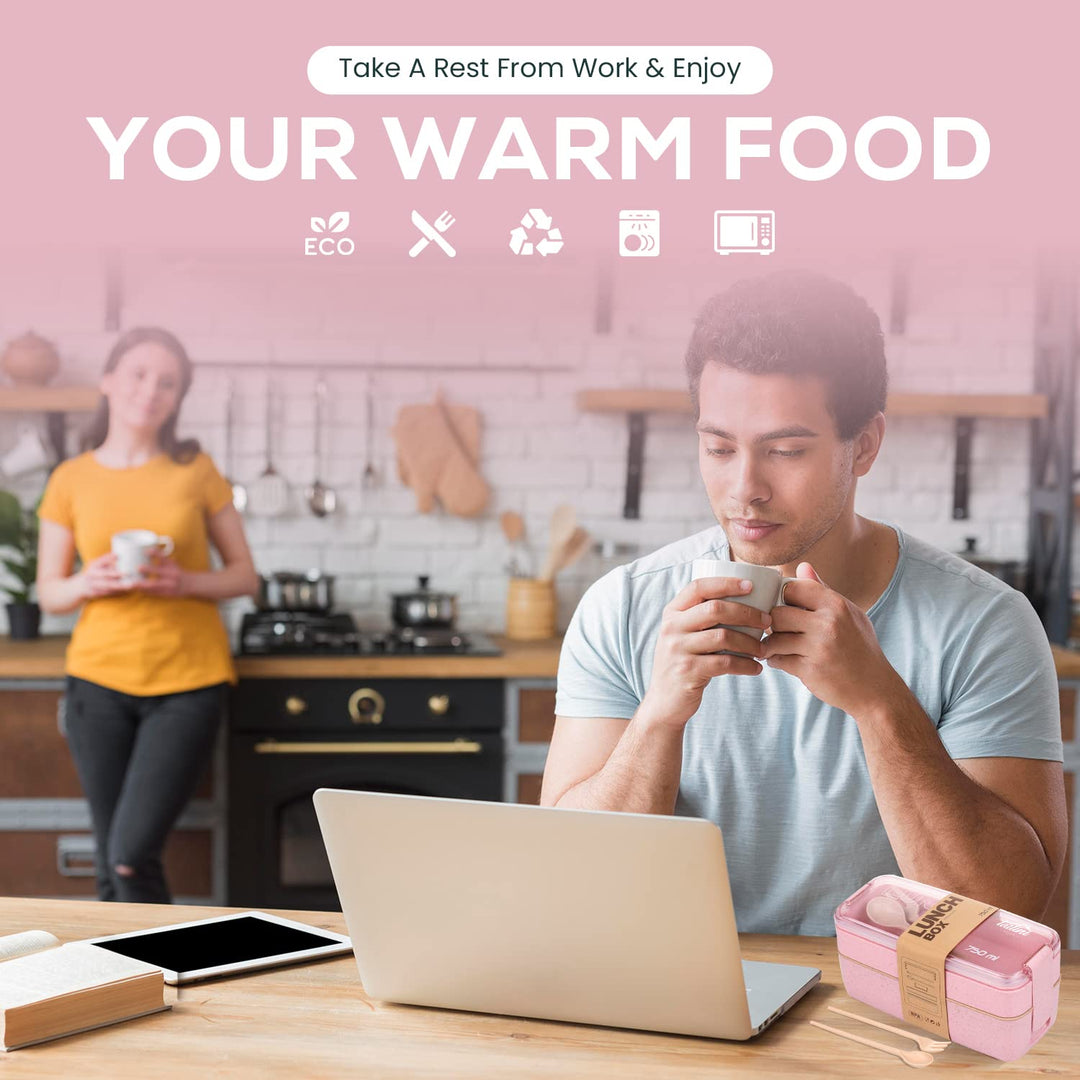 TARLINI | Pink Stackable Bento Box for Meal Prep - Eco-Friendly Design - Ideal for Work &amp; On-The-Go - Includes Utensil Set - Compact &amp; Convenient Lunch Containers | 25.36 OZ