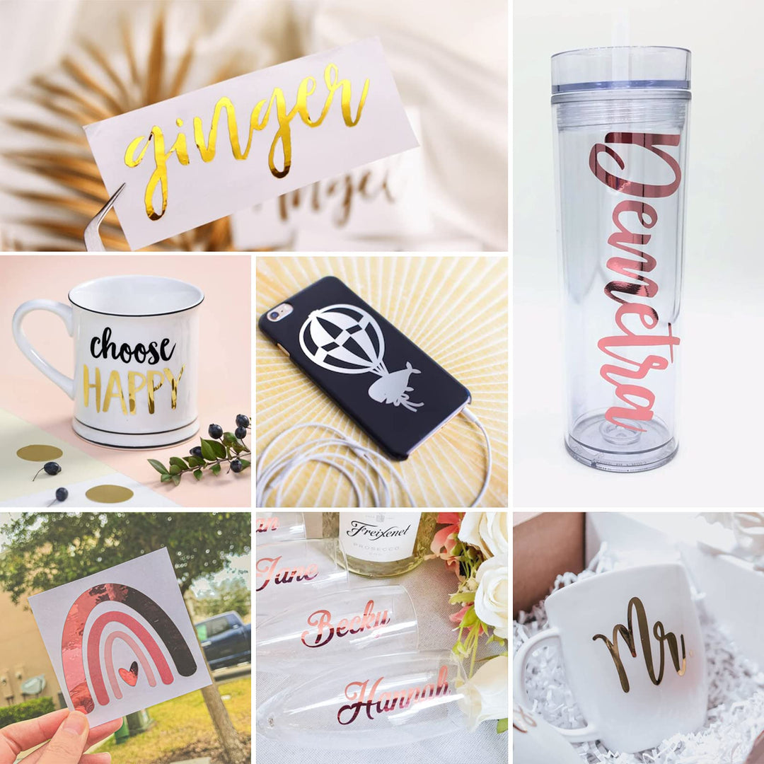 HTVRONT Rose Gold Metallic Vinyl - 12 x 10FT Matte Rose Gold Vinyl for Cricut - Easy to Weed & Transfer Rose Gold Permanent Vinyl Roll
