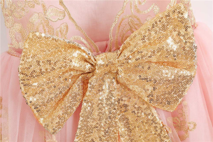 Baby Princess Girls Embroidery Dresses Toddler Lace Ruffles New Year Easter Tutu Dress with Headwear (Pink02,80)