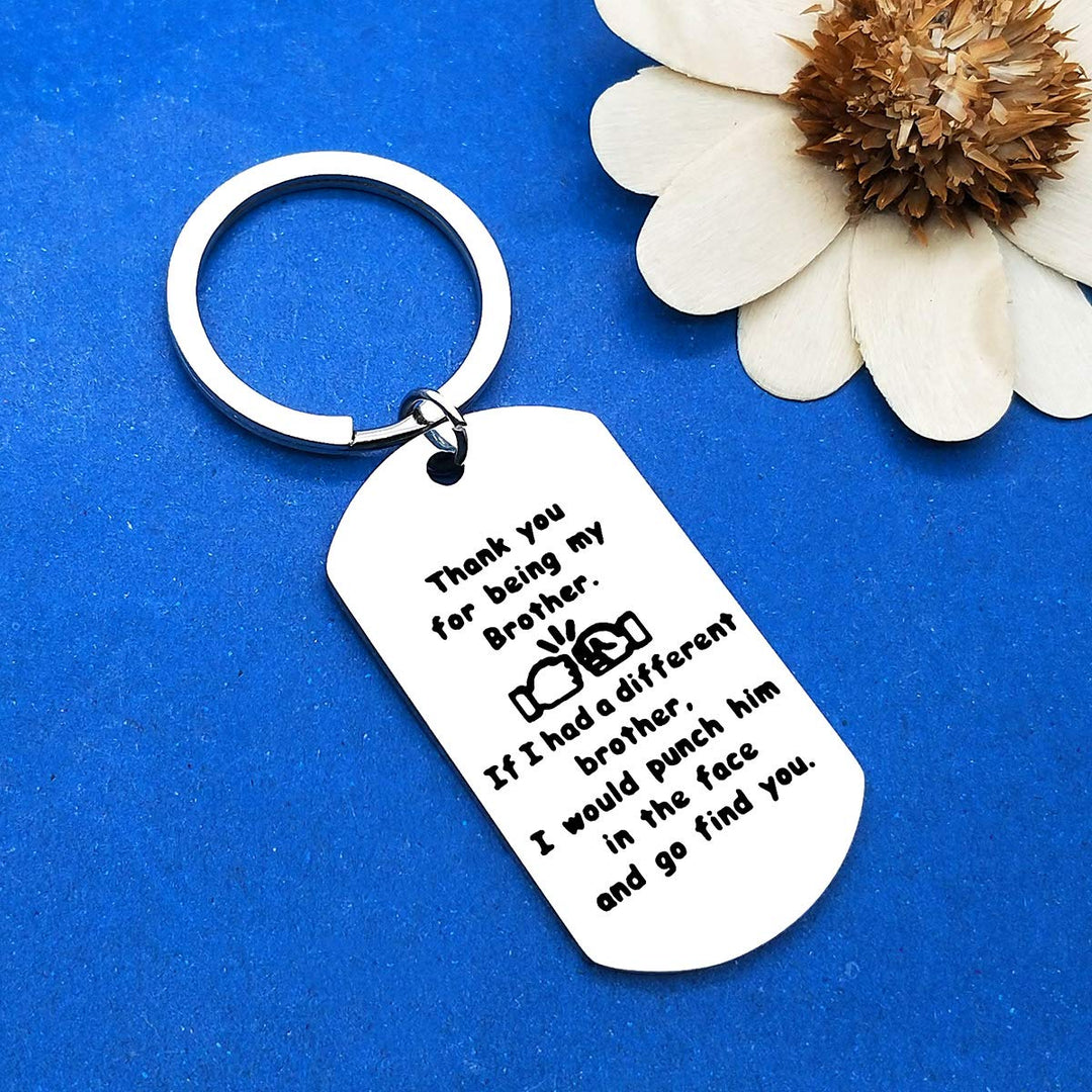 Brother Keychain Funny Brother Gifts from Sister Brother Thank You for Being My Brother Keyring Best Friend Gift Friendship Gifts for Men Wedding Christmas Birthday Gift Brother to Brother Gifts