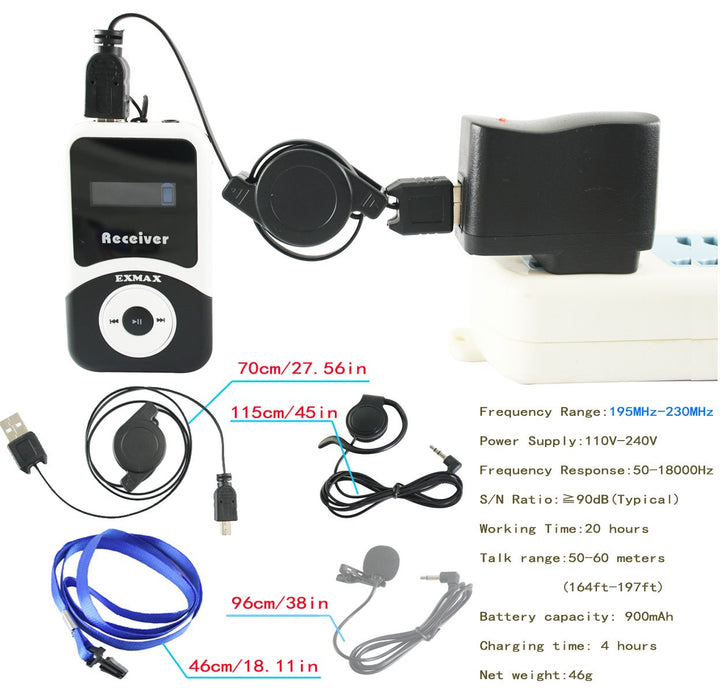 EXMAX® ATG-100R 195mHz Receiver Earphone for Wireless T