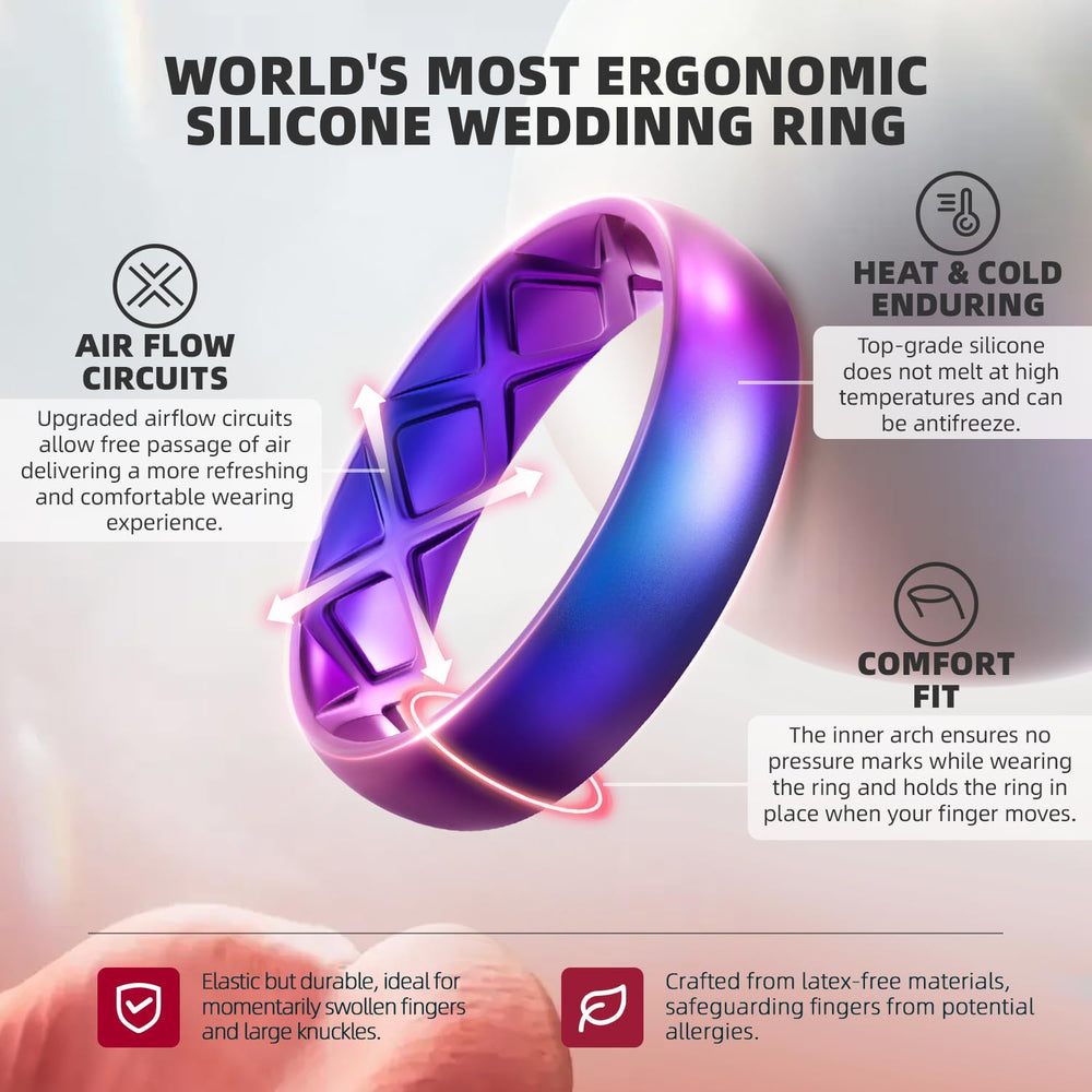 Egnaro Silicone Anniversary Ring Women, Breathable Desi