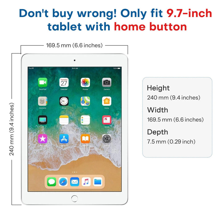 Screen Protector for iPad 6th Generation 9.7 inch/iPad 5th Generation, Tempered Glass Compatible with iPad Air 2 9.7 inch