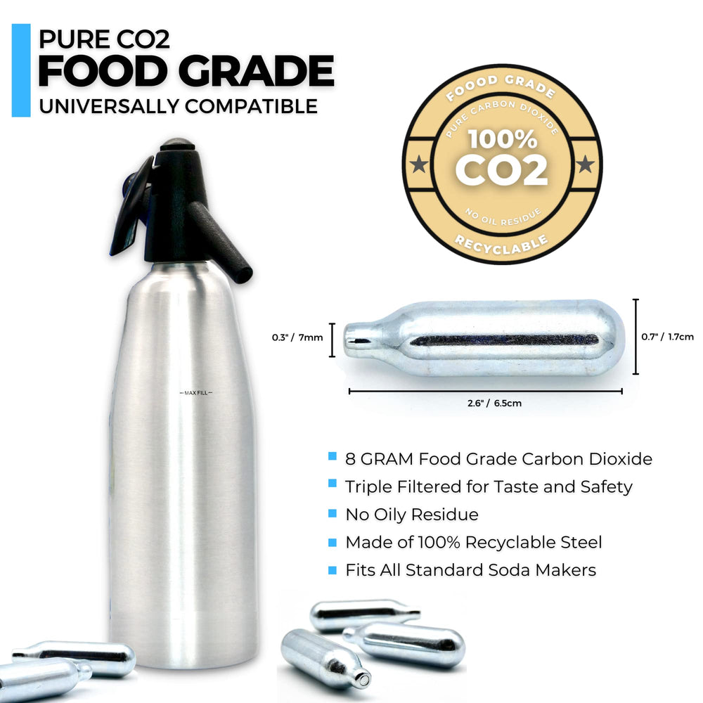 ICO 10pcs 8g CO2 Cartridges for Soda Maker, Food Grade 8 gram CO2 Cartridges, Non-Threaded Soda Chargers for Sparkling Water Maker and Carbonated Water Maker