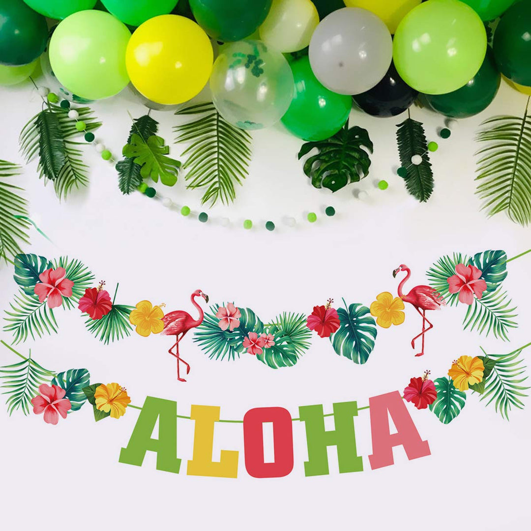 Hawaiian Aloha Party Decorations - Luau Party Supplies - Tropical Theme Summer Beach Pool Party Decorations - Luau Birthday Party Decor