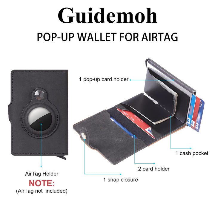 Guidemoh AirTag Wallet for Men,Slim RFID Mens Wallets W