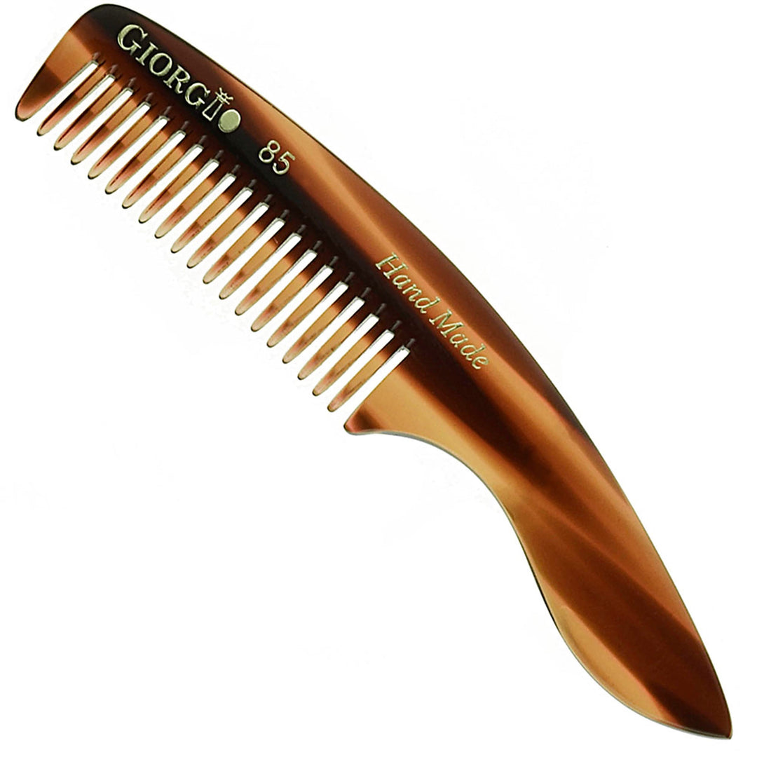 Giorgio G85 4 ¾ in 120mm, Small Men’s Fine Tooth pocket Beard &amp; Mustache Comb for Facial hair Grooming. Hand-Made of Cellulose, saw-cut. Perfect man moustache comb. (Tortoise)