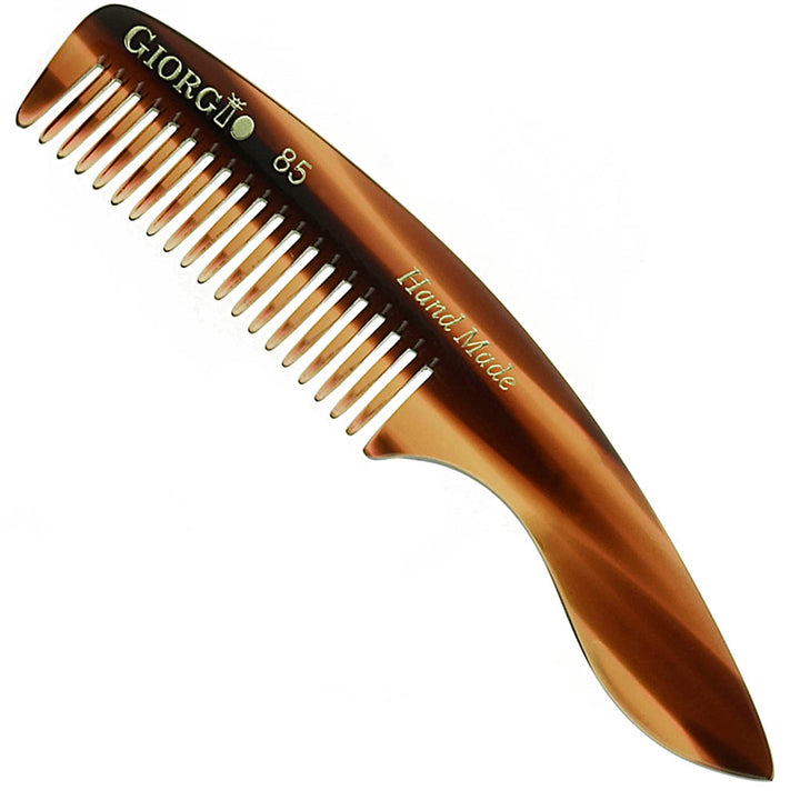 Giorgio G85 4 ¾ in 120mm, Small Men’s Fine Tooth pocket Beard &amp; Mustache Comb for Facial hair Grooming. Hand-Made of Cellulose, saw-cut. Perfect man moustache comb. (Tortoise)