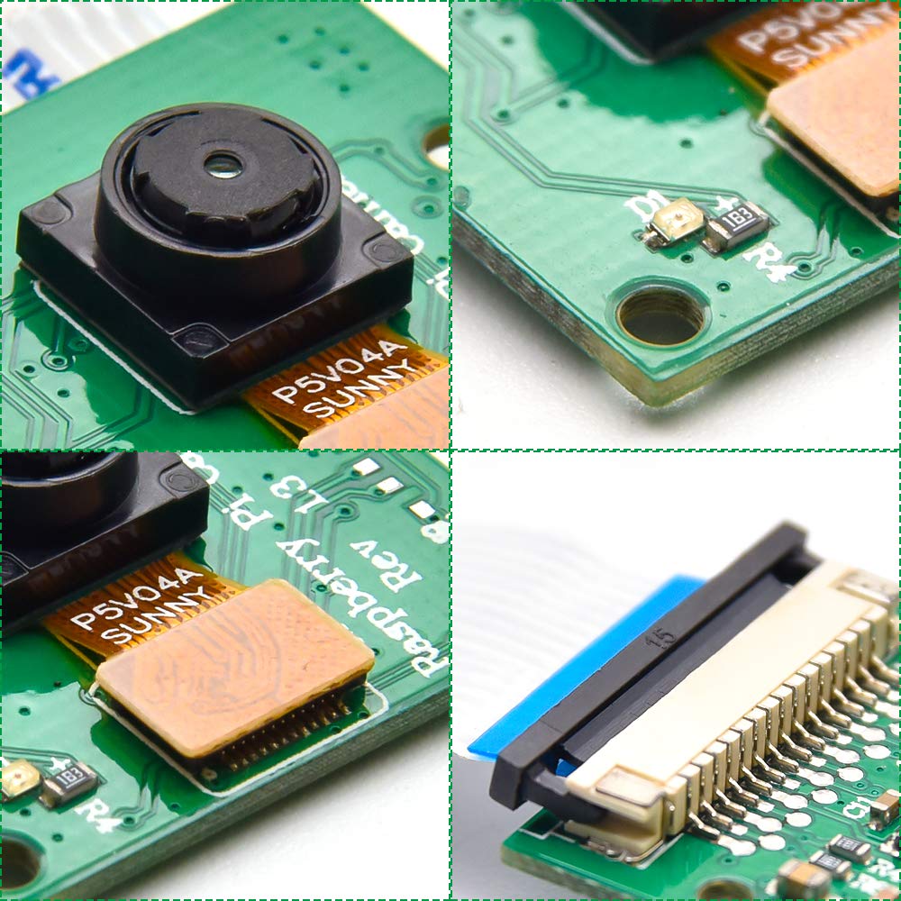 for Raspberry Pi Camera, 5MP 1080p Camera Module with OV5647 Sensor Video Webcam for Raspberry Pi Model A/B/B+, Pi 2, Raspberry Pi 3, 3B+, Pi 4B Ras Pi 4 Zero W Camera with Flex Cable