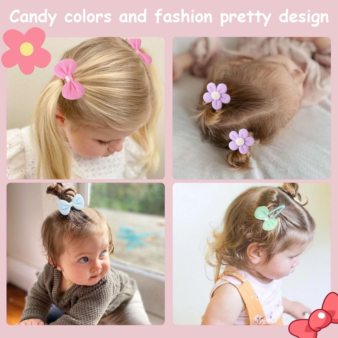 DRESHOW BQUBO Baby Girl Headbands with Bows Nylon Hairbands Handmade Hair Accessories for Newborn Infant Toddlers 10 Pack