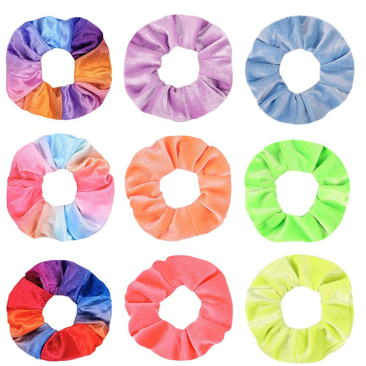 9 PCS Premium Velvet Macaron Theme Hair Scrunchies Tie Bobbles Rainbow Hair Bands Scrunchy Hair Tie Ropes Lce Cream Color for Women Hair Elastic Bandss (9 PCS Rainbow)