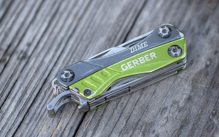 Gerber Gear Dime 12-in-1 Mini EDC Multitool - Needle Nose Pliers, Pocket Knife, Keychain, Bottle Opener - EDC Gear and Equipment - Green