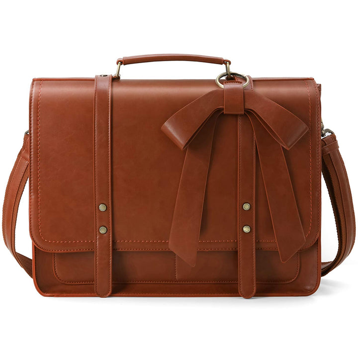 Women Briefcase PU Leather Laptop Bag College Satchel fit 15.6 Laptop
