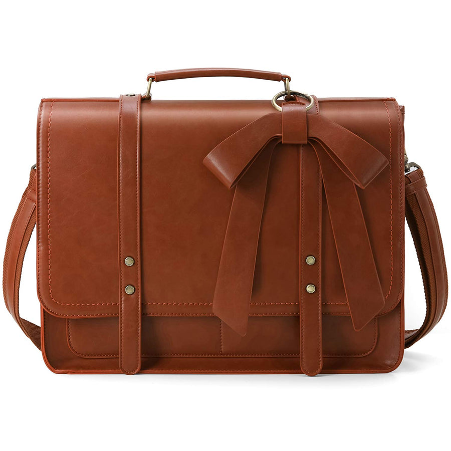 Women Briefcase PU Leather Laptop Bag College Satchel fit 15.6 Laptop