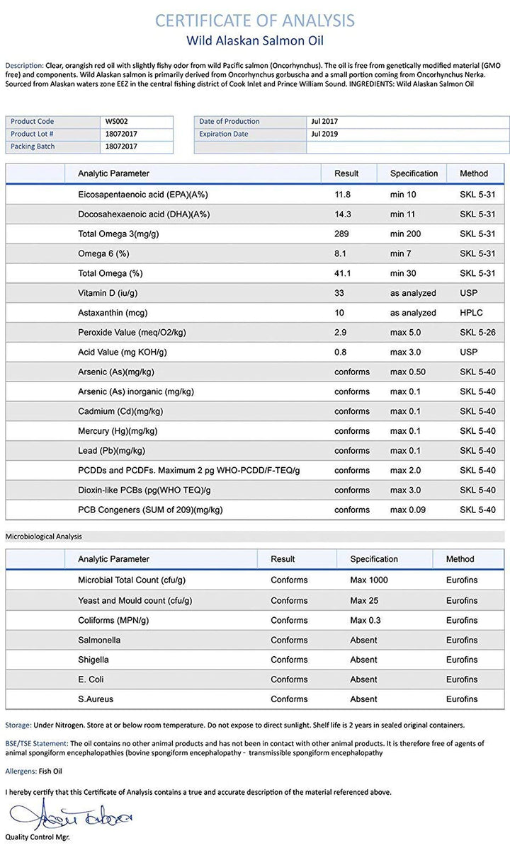 Wild Alaskan Salmon Oil for Dogs &amp; Cats - Skin &amp; Coat Omega 3 Fish Oil Liquid Food Supplement for Pets - Made in USA - Natural EPA + DHA Fatty Acids for Joint Function, Immune &amp; Heart Health Support