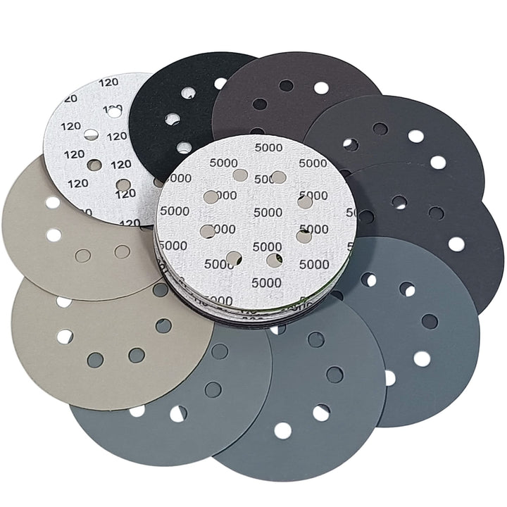 30 PCS 5 Inch 8 Hole #120-#5000 Sanding Discs 120/240/400/800/1000/1500/2000/2500/3000/5000 Grit Compatible for Random Orbital Sander Sanding Grinder (30 PCS 5 inch 8Hole #120-#5000)