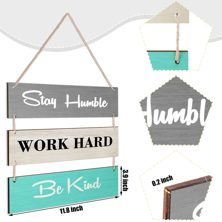 Wood Decorative Sign Rustic Wood Hanging Decor Family Hanging Plank Hanging Sign Motivational Inspirational Quote Wood Wall Sign for Home Office Living Room (Blue Work Style)
