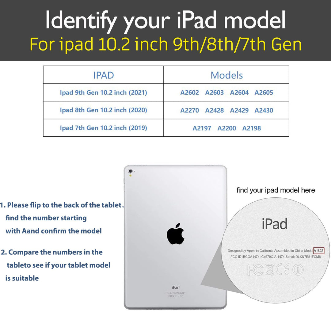 Leather Case for Ipad 10.2 2021/2020, Cowhide Folio Cover for New iPad 9th/8th/7th Gen Genuine Leather case, Also applies to iPad 10.2 case 2019(Pattern-Brown)