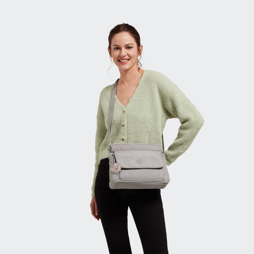 womens WomenÂ’s Aisling Bag, Lightweight Everyday Purse, Nylon Shoulder Crossbody Bag, Grey Gris, 12 L x 8.87 H 4 D US