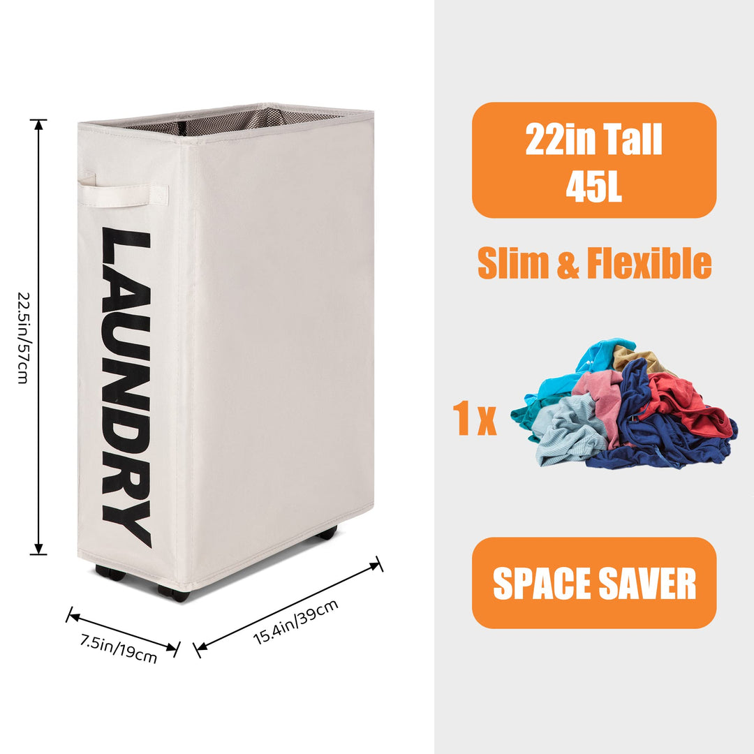 Caroeas 22 Slim Rolling Laundry Basket Waterproof Laund