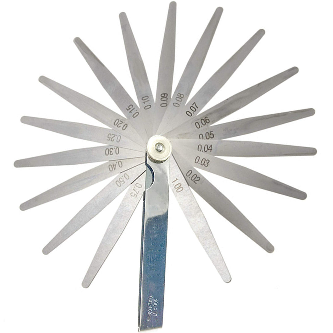 Stainless Steel Feeler Gauge Metric Measuring Tool (0.02-1.00mm, 17 Blades), for Measuring Gap Thickness