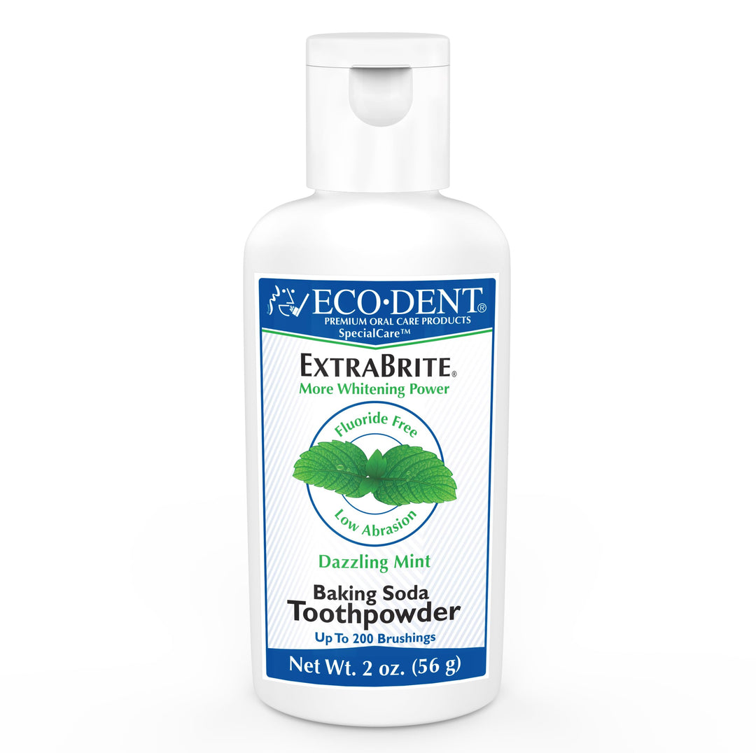 Eco-Dent ExtraBrite Baking Soda Tooth Powder, Mint – SLS &amp; Fluoride-Free Toothpaste Powder with Oxidizing Calcium Peroxide, Whitening Toothpaste Alternative + DailyRinse Single-Use Pack