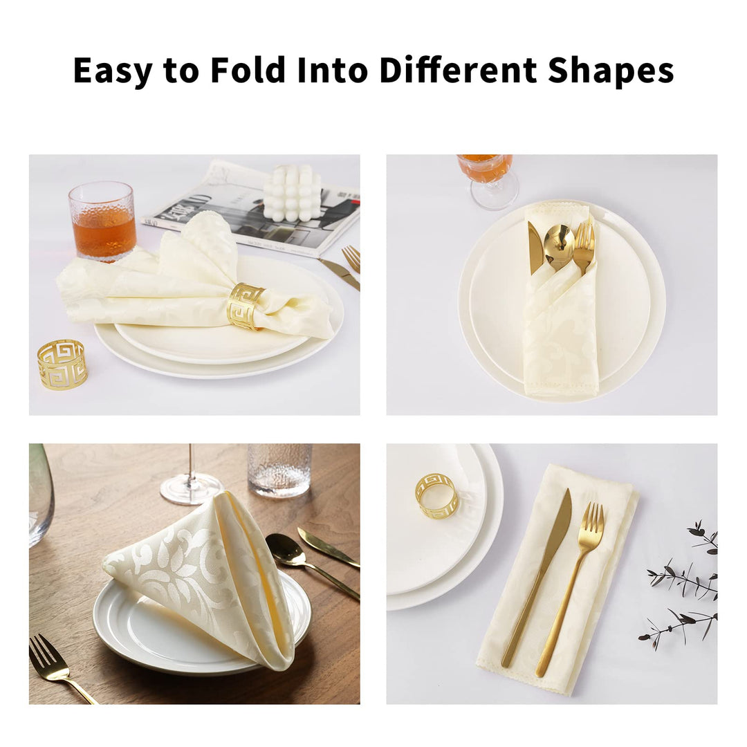 Cloth Napkins Set of 12 20x20 Inches Washable Polyester Everyday Use Table Napkins Reusable Durable Dinner Napkins for Weddings, Parties, Holiday Dinner, Beige