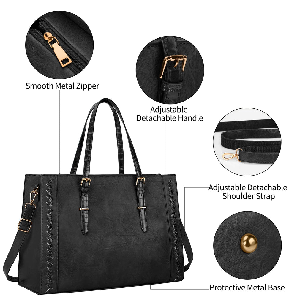Laptop Bag for Women 15.6 inch Large Leather Tote Bag W
