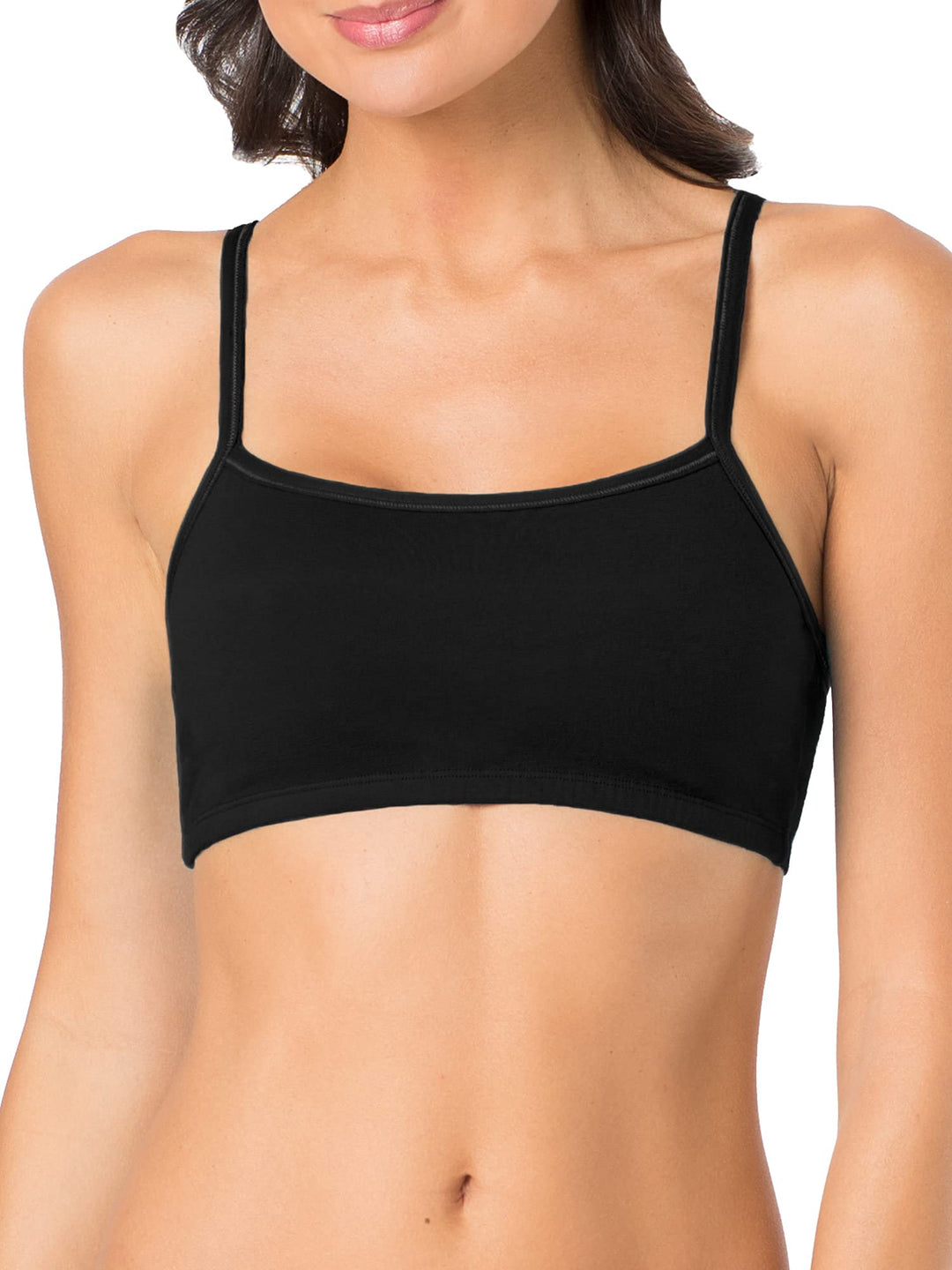 Women&#39;s Spaghetti Strap Cotton Pullover Sports Bra, Black/White/White/Heather Grey 4-Pack, 36