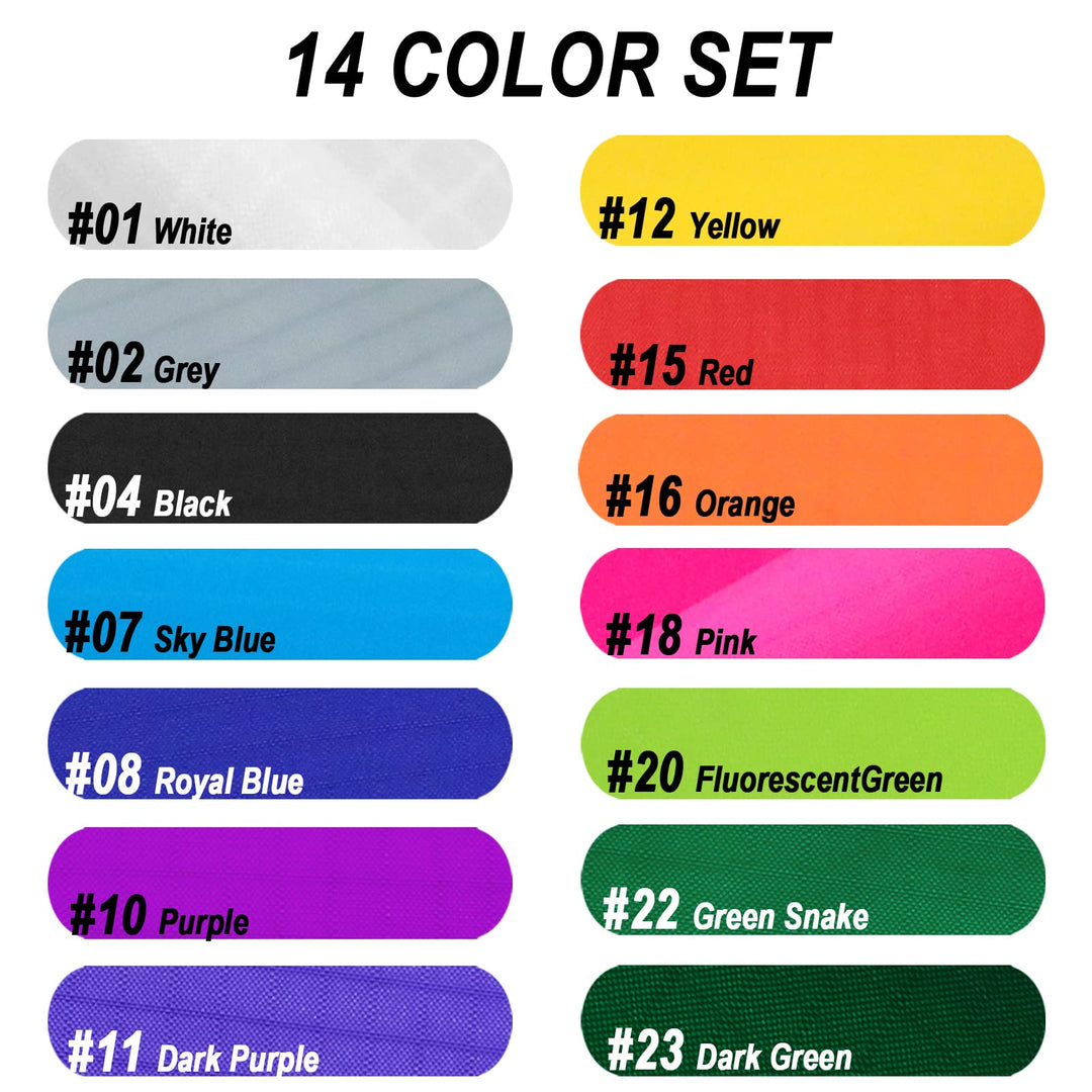 Nylon Ripstop Fabric, 14 Color Set: 60x39 Inch, 40D Waterproof, Lightweight, Windproof, Bulk Fabric for Kite, Tent, Flag, Bag, Tarp Cover, Outdoor DIY Project