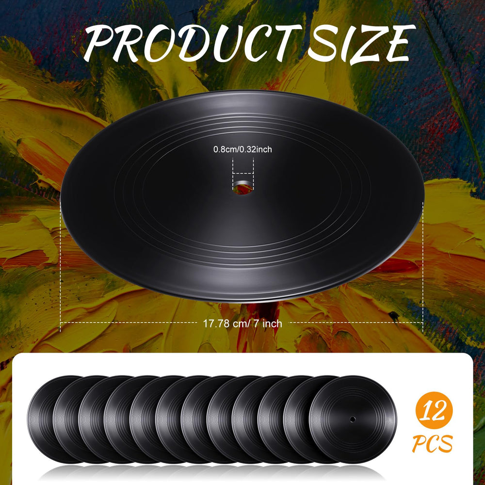 Qunclay 12 Pieces Blank Vinyl Records 7 Inch Black Viny