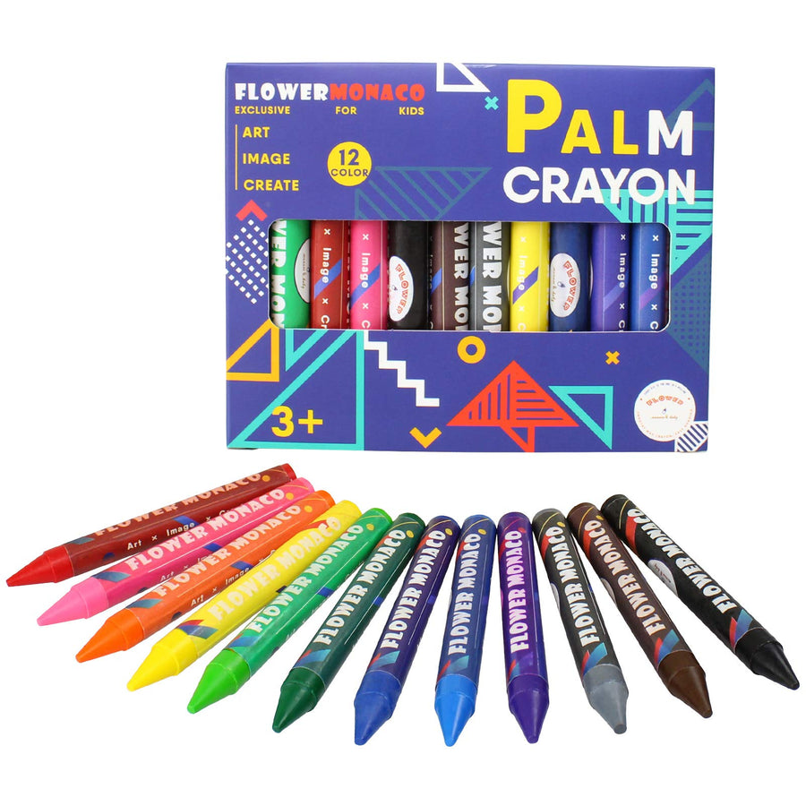 Toddler Crayons Ages 1-3, 12 Colors Non Toxic Crayons, Easy to Hold Large Washable Crayons, Safe for Babies, Kids and Children Flower Monaco