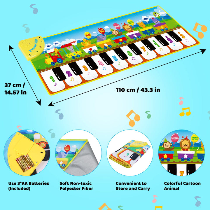 RenFox Baby Musical Piano Mat, Floor Dance Toys with 10