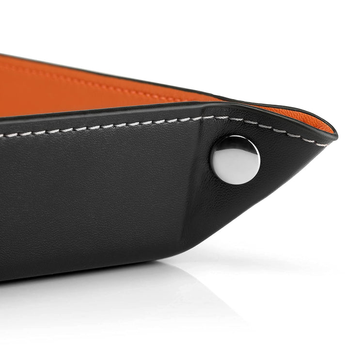 Valet Tray for Men Women, Vanity Trays Catchall Tray for Dresser Top Desk Storage Bedside, Travel PU Leather Tray Jewelry Key Phone Coin Change Watches and Candy Holder Sundries Entryway Tray