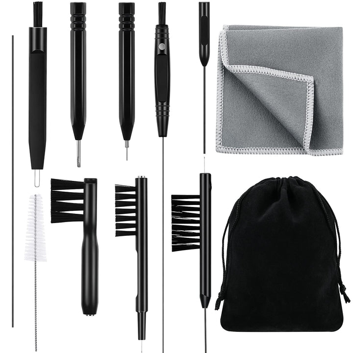 12 Pieces Hearing Aid Cleaning Tools Hearing Aid Cleaning Kit Hearing Aid Case Cleaner Kit with Wax Loop and Magnet Multi-functional Earphone Earbuds Cleaner Kit with Velvet Bag