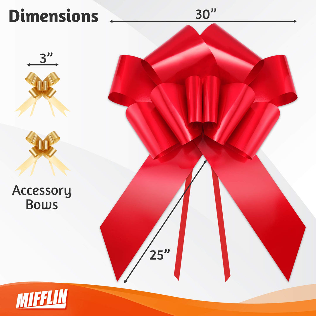 Mifflin-USA Big Car Bow (Matte Red, 30 inch) Gift Bow, 