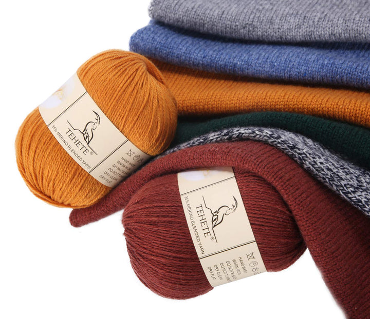 TEHETE Merino Wool Yarn for Knitting 3-Ply Soft Crochet