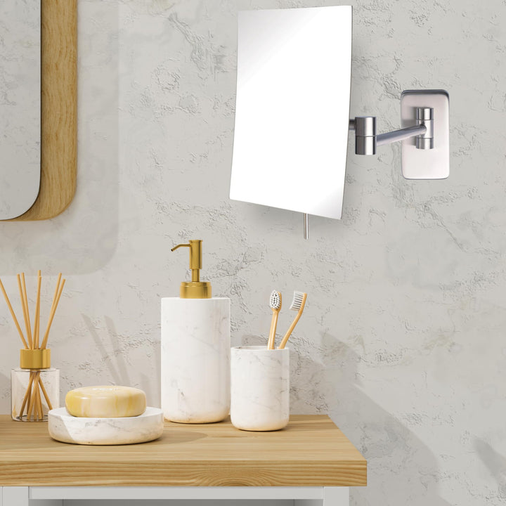 JRT695N 6.5-Inch by 8.5-Inch Wall Mount Rectangular Makeup Mirror, Nickel Finish