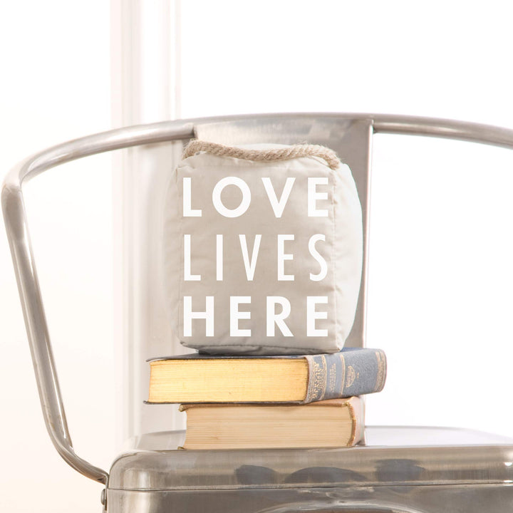 Pavilion - Open Door Decor 5 x 6 Tan Door Stopper Love Lives Here