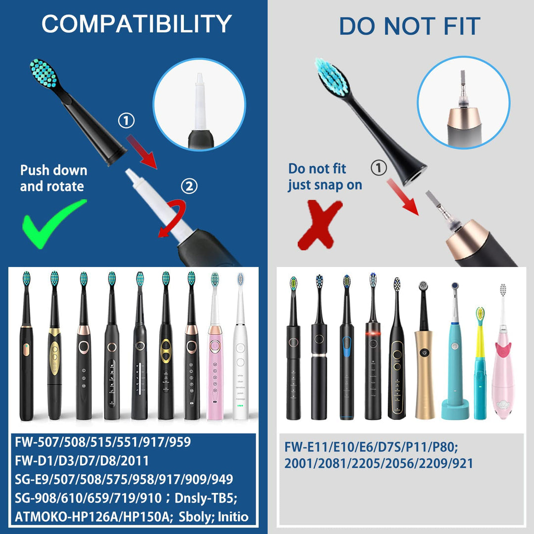 5pc Toothbrush Heads Compatible with Fairywill D7/D8/FW507/508, 551/917/959/D1/D3 (White)