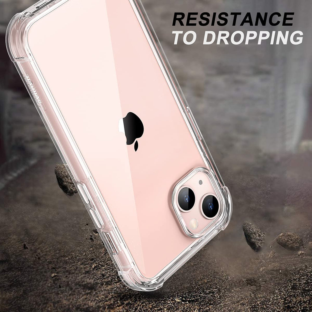 Compatible with iPhone 13 Clear Case,[Built in Screen Protector] Full Body Protection Hard Shell+Soft TPU Bumper Shockproof Rugged Cover for iPhone 13 6.1 Inch (Rose Gold)