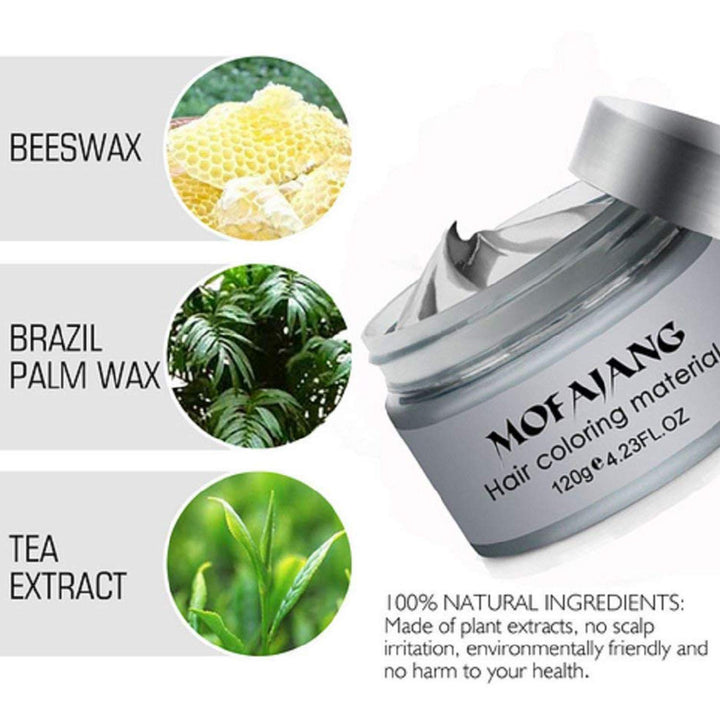 Mofajang Hair Wax Dye Styling Cream Mud, Natural Hairstyle Color Pomade, Washable Temporary, Gray