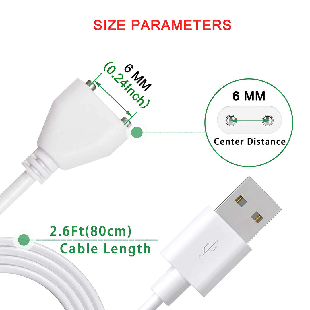 Magnetic USB DC Charger Cable Replacement Charging Cord-2 Pack(6mm/0.24in)