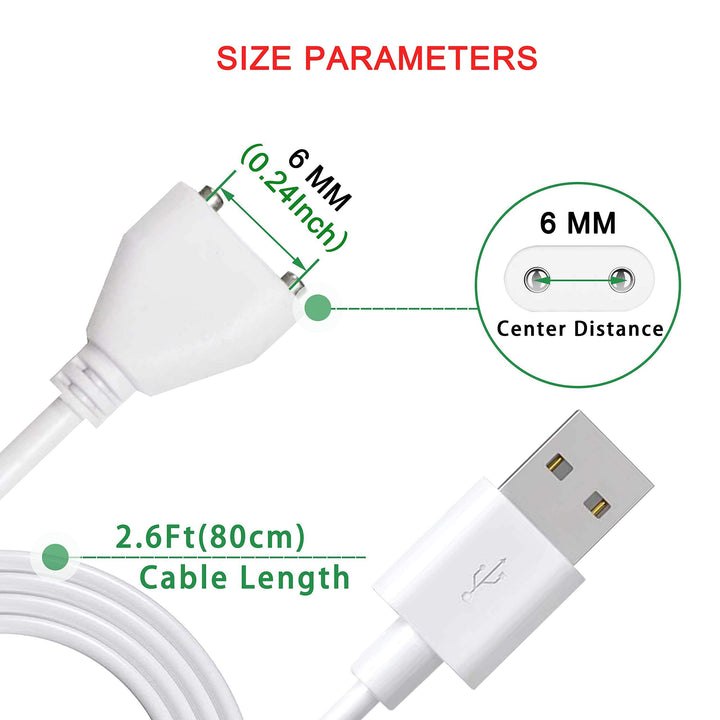 Magnetic USB DC Charger Cable Replacement Charging Cord-2 Pack(6mm/0.24in)