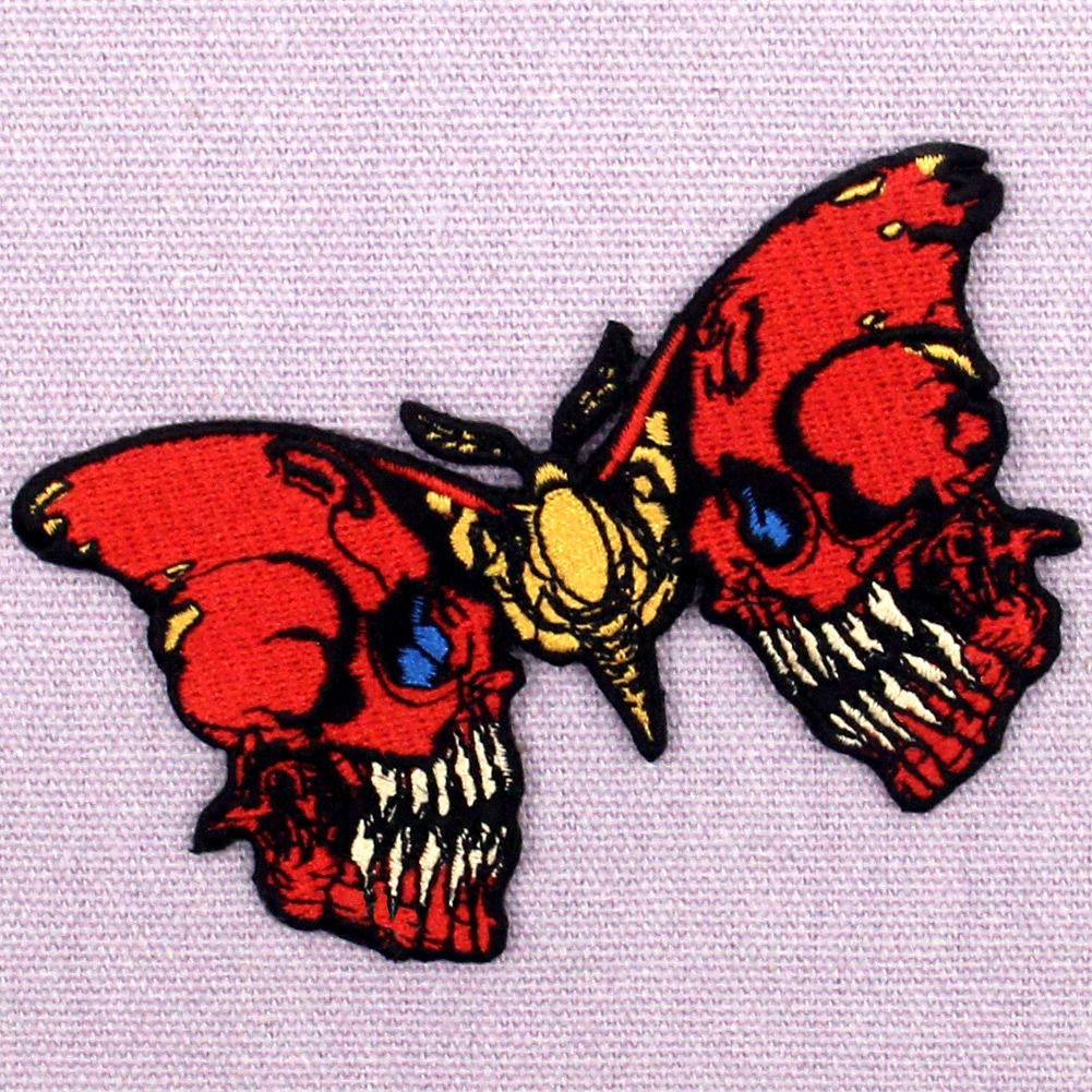 ZEGINs The Bleeding Skull Butterfly Patch Embroidered A