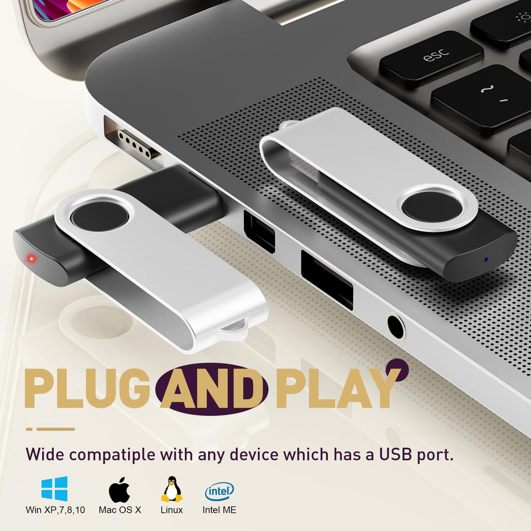 USB Flash Drive 512MB 10 Pack Thumb Drives Portable Pen Drives, Bulk USB 2.0 Memory Sticks Small Capacity 512 MB Zip Drive, Swivel Pendrive Black Jump Drives for Embroidery Sewing Machine