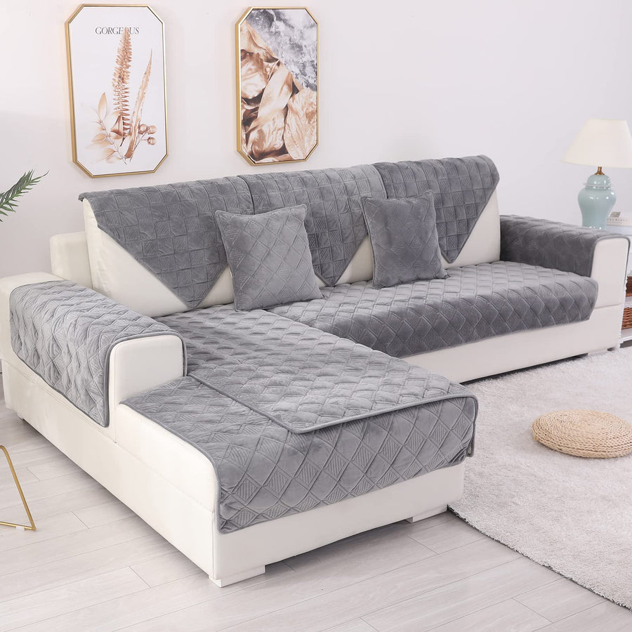 TEWENE Sofa Cover, Velvet Couch Cover Anti-Slip Section
