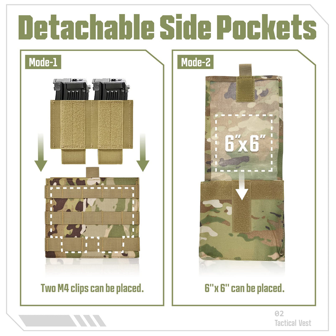 Tactical Vest Quick Release Lightweight Vest Adjustable Breathable Weighted Vest for Training, Camouflage, Mens