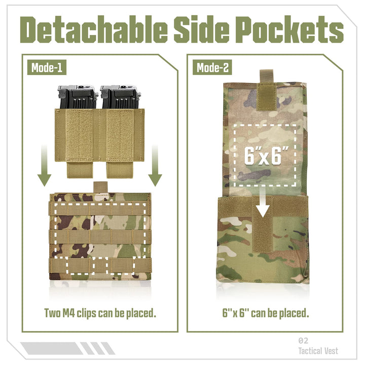 Tactical Vest Quick Release Lightweight Vest Adjustable Breathable Weighted Vest for Training, Camouflage, Mens